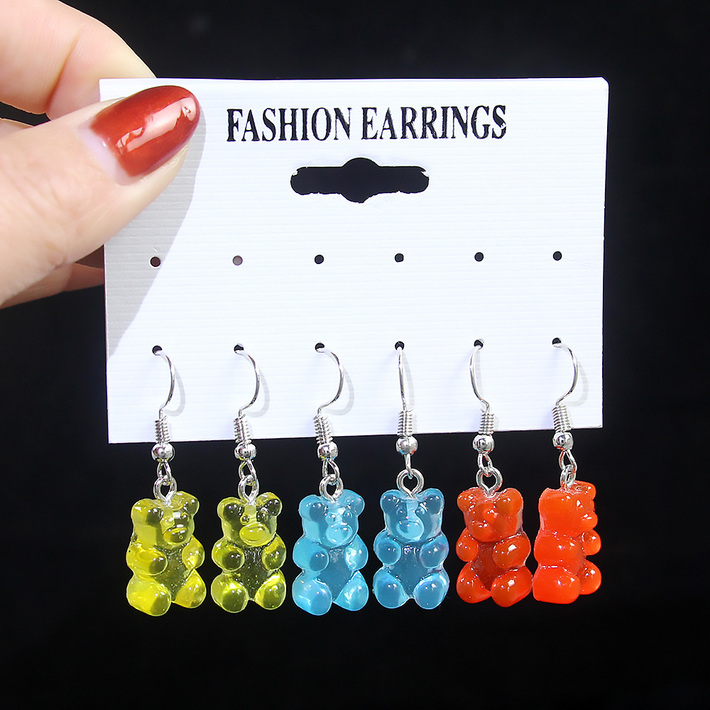 Traje de collar de oso transparente transfronterizo europeo y americano nuevo colgante de dibujos animados de color caramelo de resina collar de mujer de moda personalizada