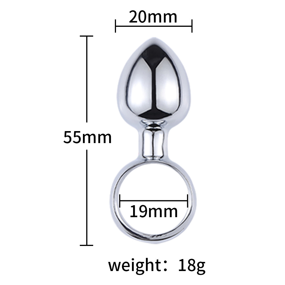 Metal Hand-Pulled Anal Plug, Silver Steel Beads, 6 cm Regular Size — detail image 7