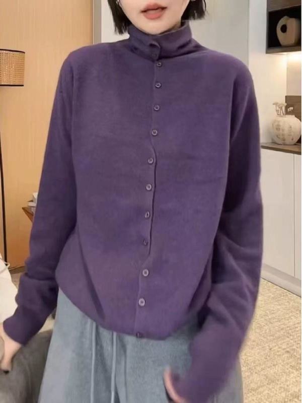 初秋のカーディガンハーフタートルネックセーター女性用 2025 新しい気質怠惰なハイエンドニットセータートップ女性用|undefined