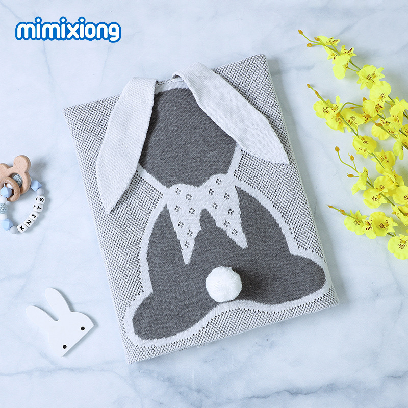 Ins venta caliente primavera y verano orejas de conejo manta de conejo tridimensional manta de punto de bebé