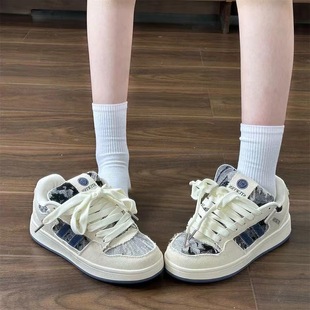 Zhao Lusi Style Hong Kong-Style Loafers for Women, Trendy on Instagram, 2025 Autumn New Denim Versatile Casual Sneakers