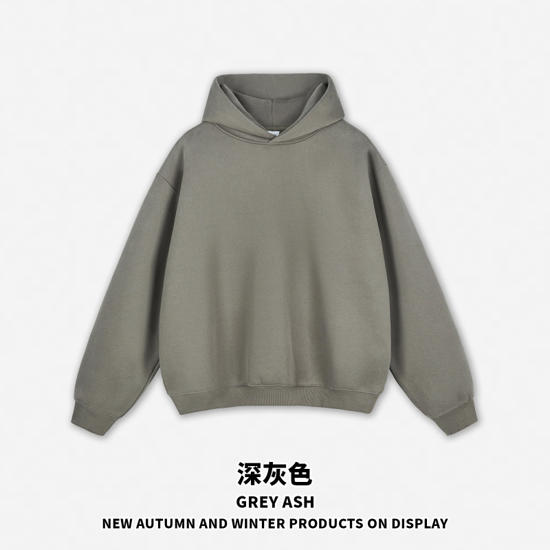 DE男装|350G重磅Boxy短宽连帽衫卫衣潮牌男士卫衣抓绒Hoodie卫衣|undefined