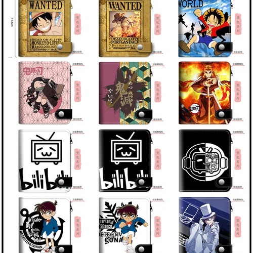 Summary 2 Vertical Bags] Animation and Cartoon Peripheral Wholesale One Piece Wallet Luffy Collection Order Short Style One Piece Dropshipping