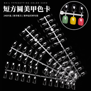 New Japanese Style Nail Polish Manicure Short Square and Round Fake Nail Sample Color Plate Practice Nail Polish Display Board 240 Pieces