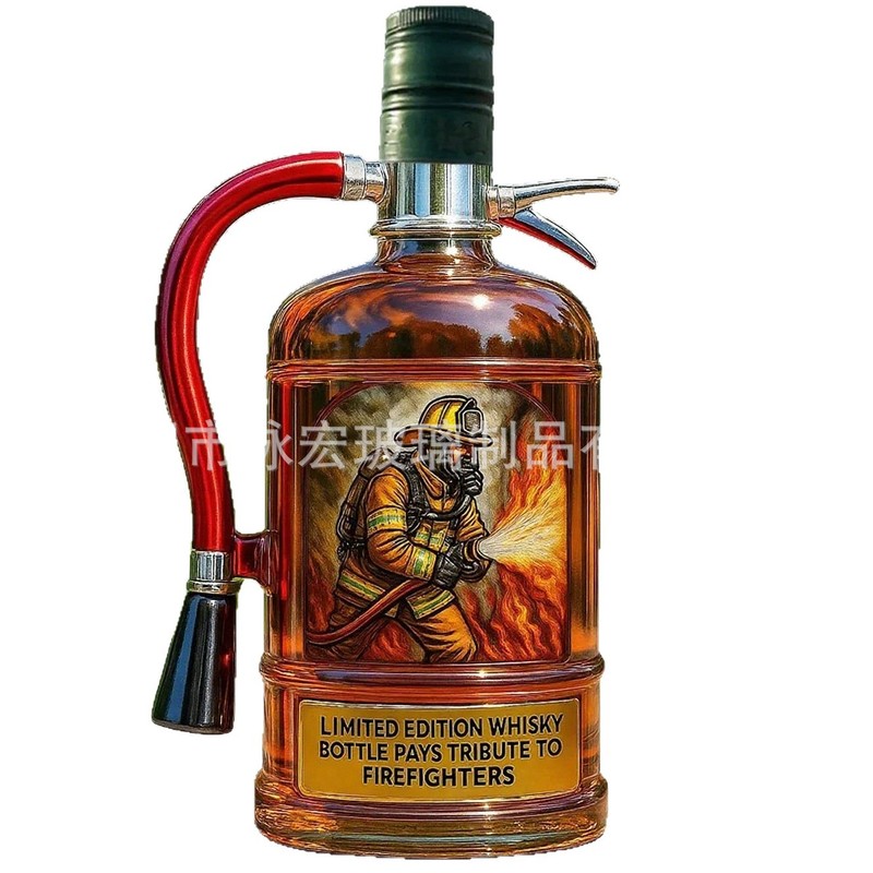 新品灭火器威士忌酒瓶泡酒瓶高硼硅玻璃酒瓶装饰摆件泡酒瓶跨境|undefined