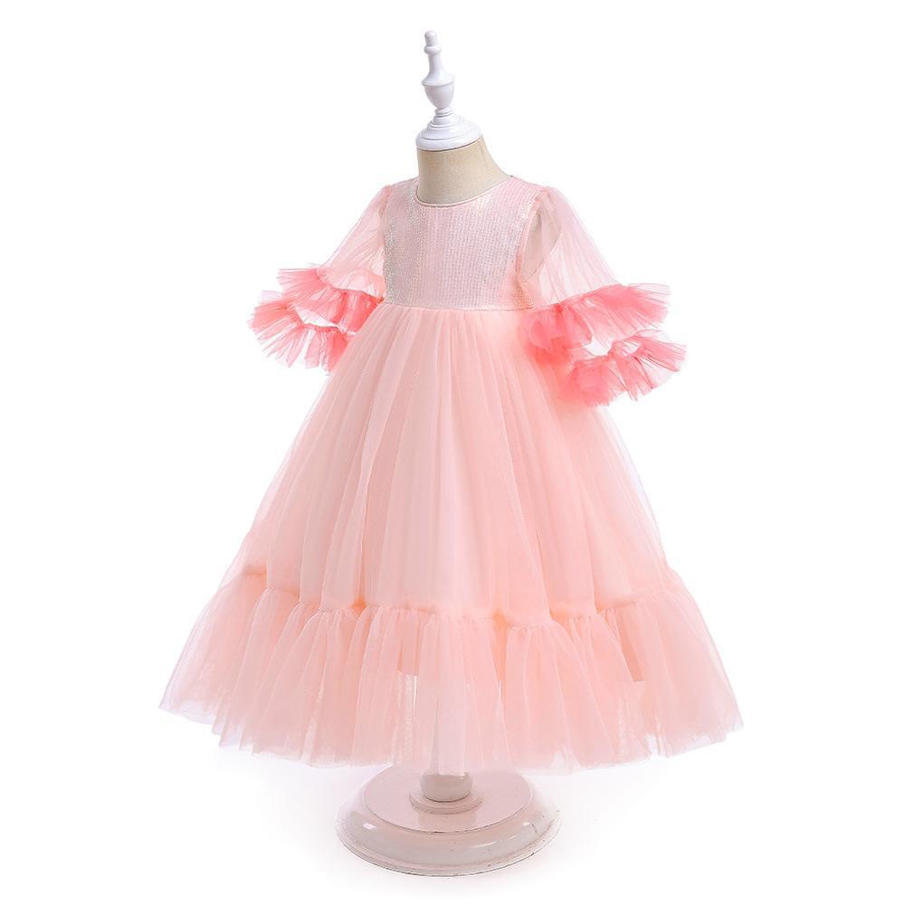 2024 nuevas niñas de malla puffy princesa vestido de ropa para niños vestido de estilo occidental vestido de los niños ropa de rendimiento image 3