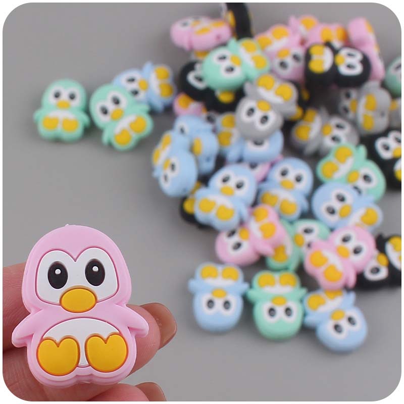 Bebé suministros de dibujos animados animal silicona pingüino mordedor creativo DIY bebé molar pezón cadena anti-gota accesorios de la cadena