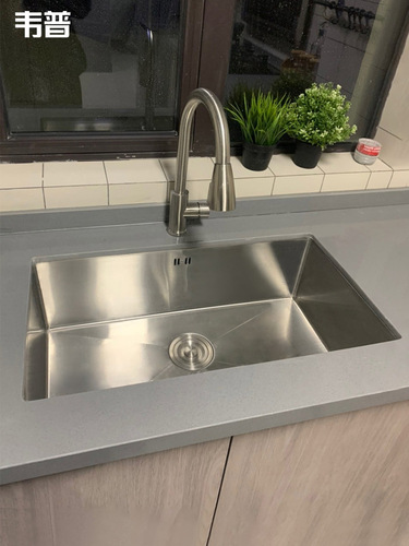 OD59 Wholesale 304 Stainless Steel Kitchen Handmade Sink Large Single Slot Vegetable Basin Package Balcony Stand Up and Down Dishwashing