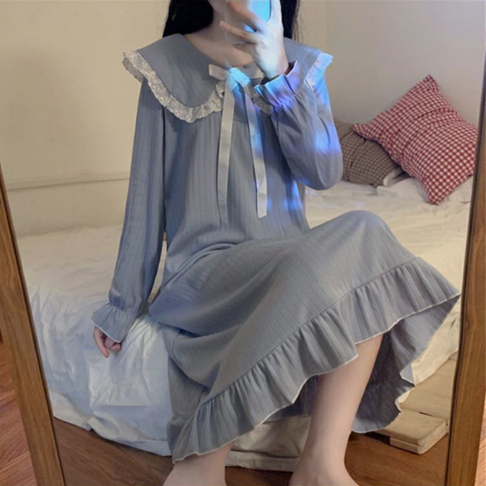 Zd - 035 ¿ vestido azul de manga larga