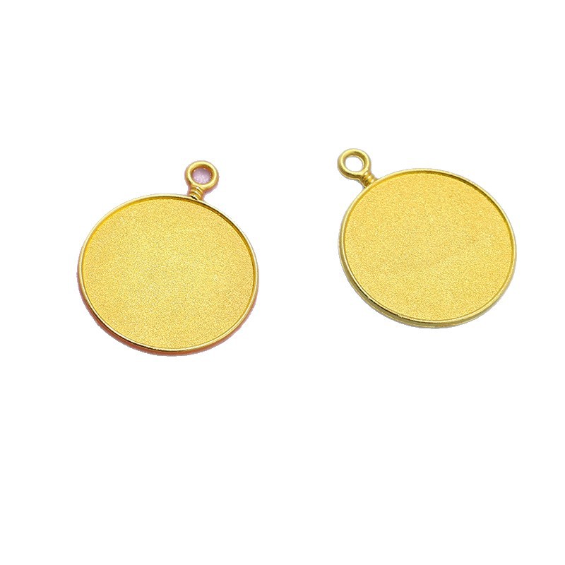 Bastante inferior de gema redonda de doble cara, diámetro interior 22mm, viajes, cien apellidos, colgantes de fotos, accesorios de joyería de aleación