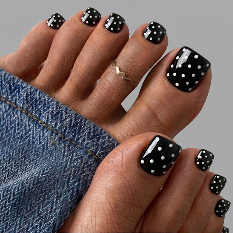 24 Pieces of Thickened Wearable Simple Polka Dot Summer Toenail Patches That Enhance Whiteness, Removable Wearable Nail Patches, Wholesale from Manufacturer