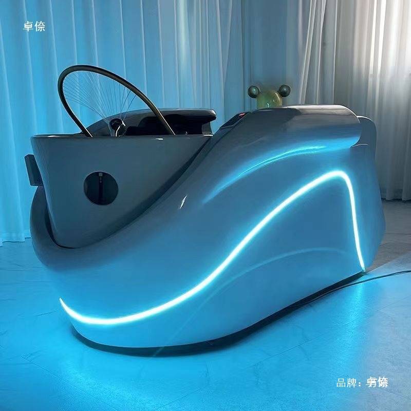 Cama de lavado de cabello de masaje eléctrico totalmente automático para belleza salón de cabello de agua circulante fumigante integral cama de tratamiento de cabello de temperatura constante image 3