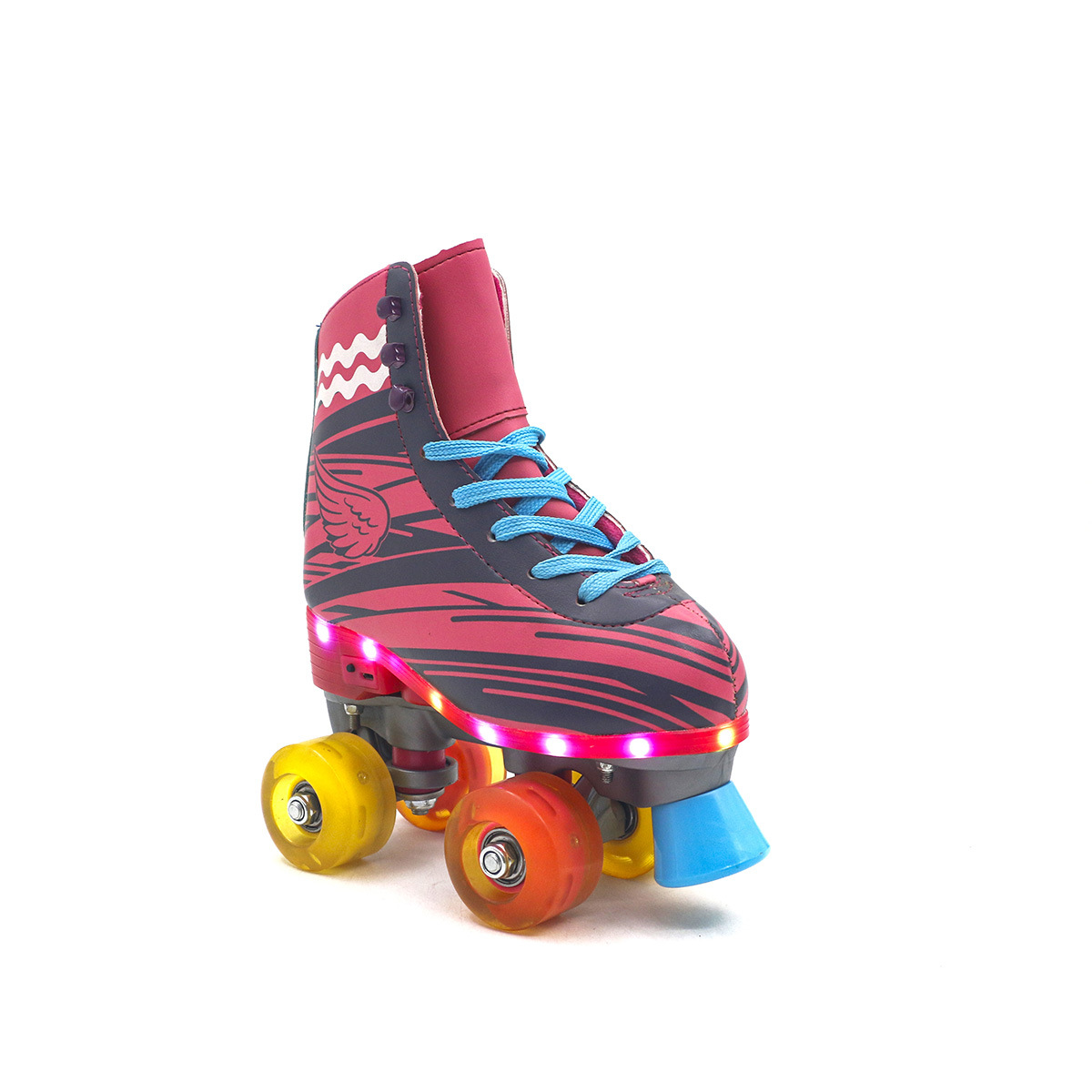 Cross-Border Colorful Wing Skates Children's Cartoon Skates Simple and Easy to Use Double Row Roller Skates Wholesale