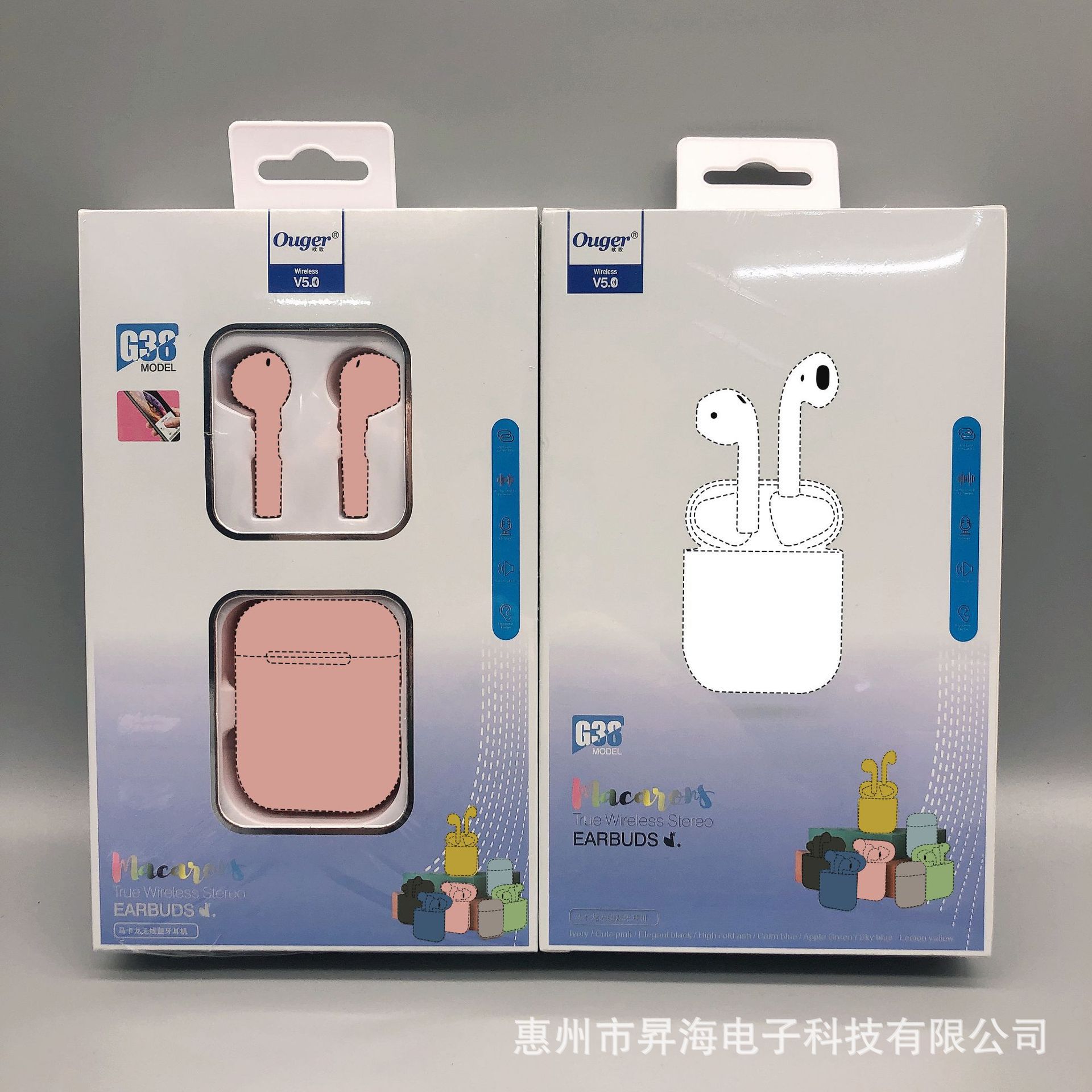 Ouge G38: auriculares Bluetooth de segunda generación [Rosa] macaron