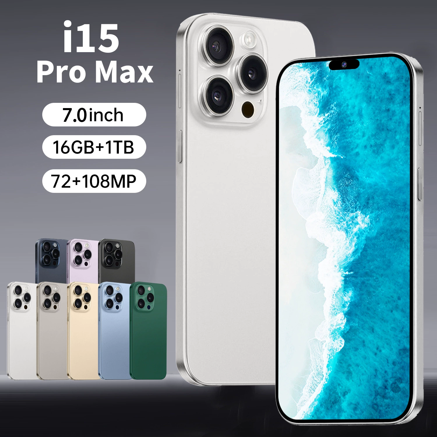 Умные часы, большой мобильный телефон, core i15, 15 pro max, (跨境 торговля), 7,0-дюймовый, широкий экран, Android
