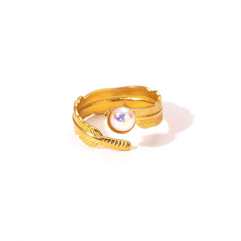 7g Weight 0.03µm Gold Plating Thickness Electroplated Gold Plating Process Golden Plated Plating Material Cat's Eye Stone Inlay Material Rings Classification 1 Piece Quantity Daily Occasion 201 Stainless Steel Material Tree Pattern Women's Gender IG Style Style Inlay Craft Wholesale Jewelry IG Style Feather Titanium Steel Natural Stone Gem Inlay Open Rings 21