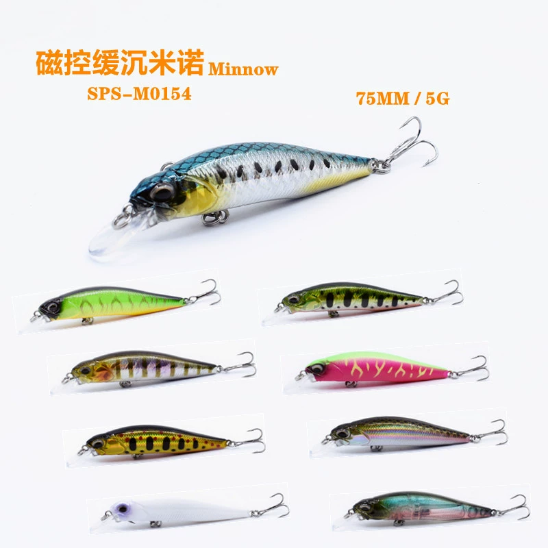 [Фабрика прямых продаж] Пластиковая бионическая приманка Luya с магнитным контролем медленного погружения Mino 75 mm5 g Оптовая поддельная приманка многоцветная опция
