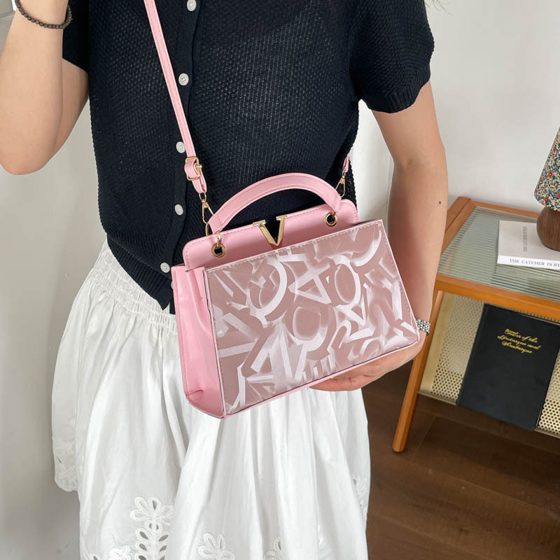 Bolso Cuadrado Bandolera con Estampado de Letras de PU para Uso Diario