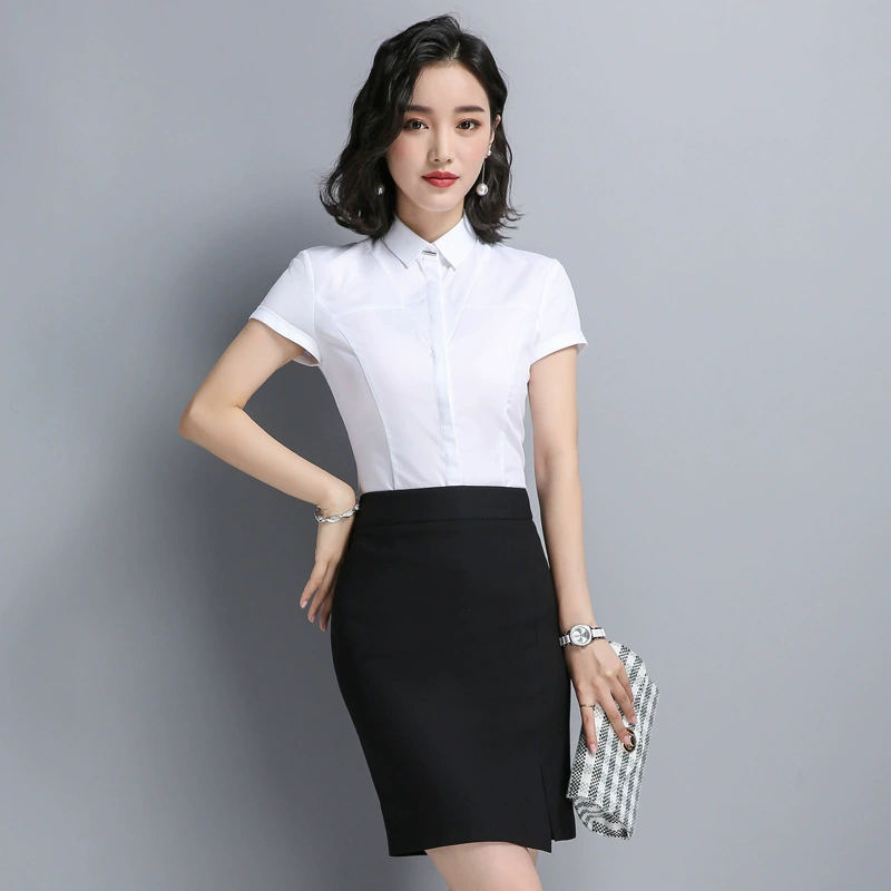 Новый летний женский костюм-рубашка с короткими рукавами, комплект юбки C061+S061