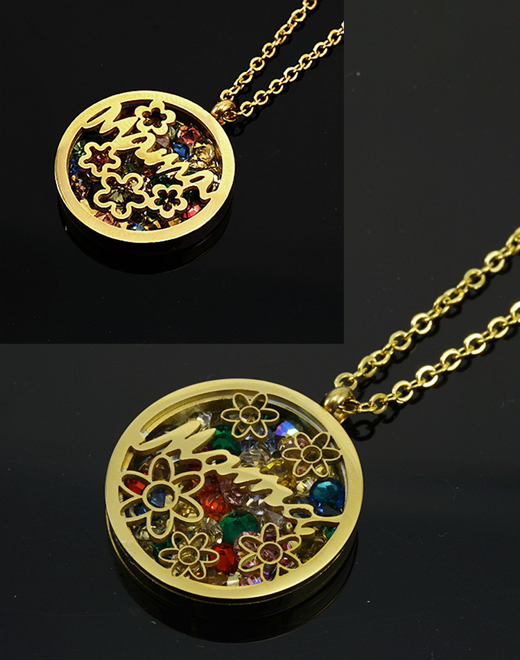 Fashion Letter Flower Titanium Steel Plating Artificial Gemstones Earrings Necklace 1 Set