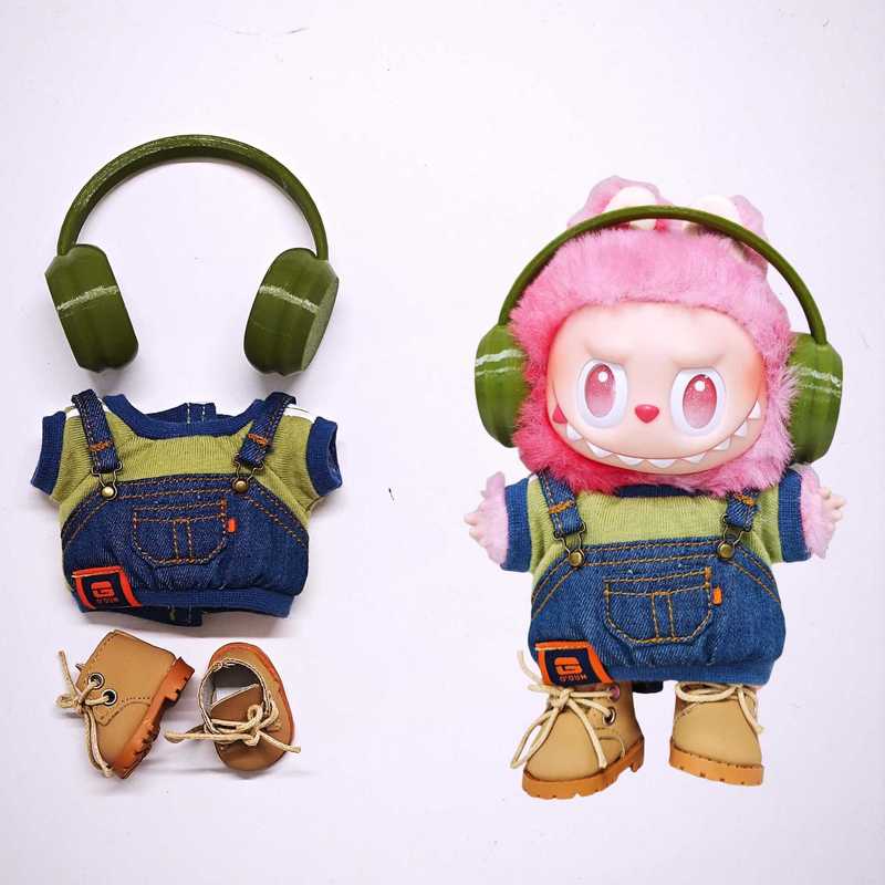 Labubu子供服一二三代布子供服漁師帽バックパンツtシャツセット15cm 17cm子供服|undefined