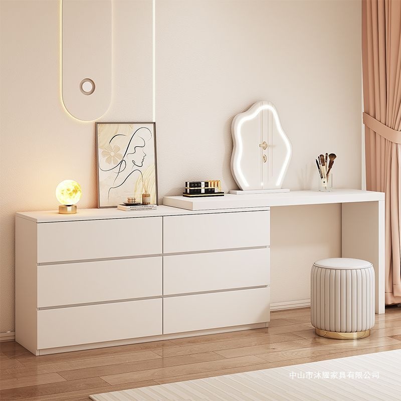 Jmo Bedroom Simple Dressing Table and Cupboard Integrated Dressing Cabinet Small Apartment Accessible Luxury Bedside Cabinet Retractable Dressing Table