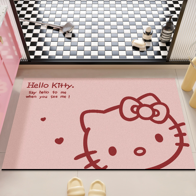 可爱HelloKitty硅藻泥吸水地垫家用卫生间洗漱台防滑易打理门垫|undefined