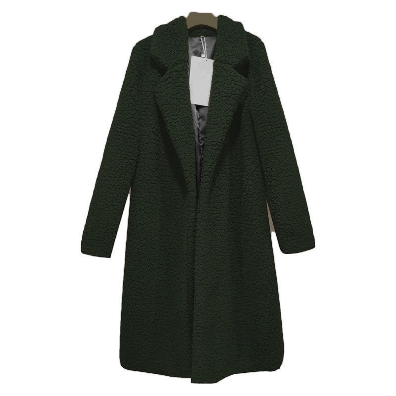 Women's Clothing Autumn and Winter Slim Feminine Lapel Long Sleeve Solid Color Street Fashion Korean Loose Solid Color Clothing_voghion.com
