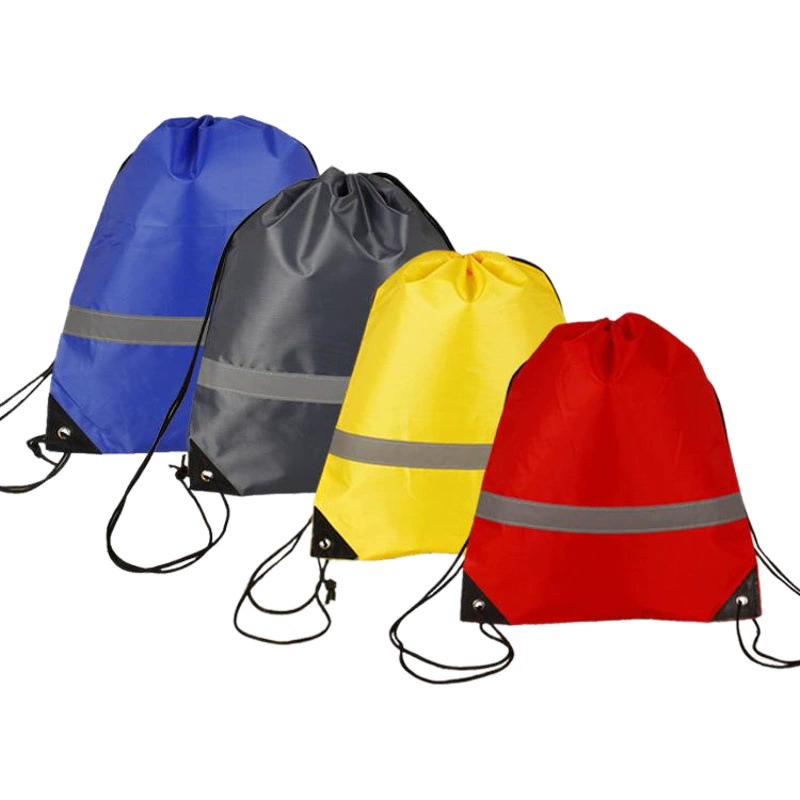 В наличии 210d Полиэстер Рюкзак Карман в комплекте Светоотражающая полоса Сумка на шнурке Студент Обучение Реклама Срочная печать lo