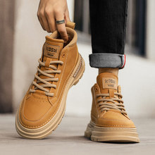 马丁靴男款袜口2025冬季透气高帮英伦风中帮工装鞋男休闲男士短靴