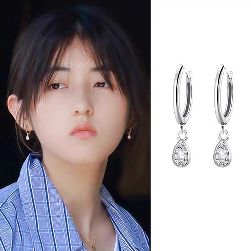 실버 다이아몬드 드롭 이어링