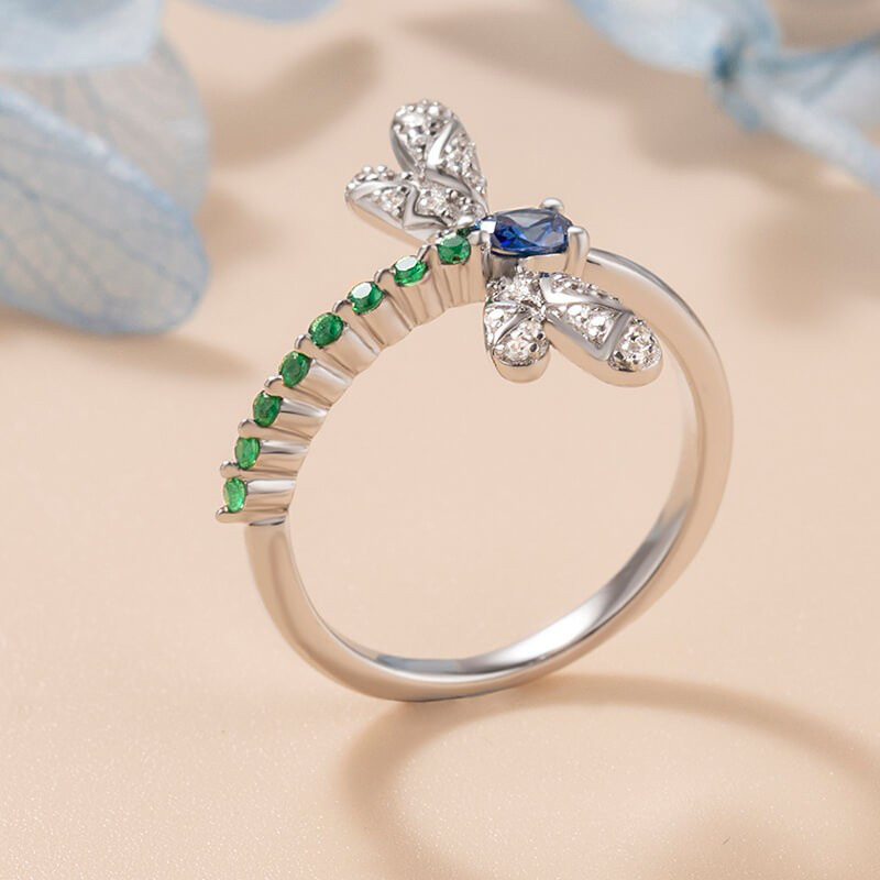 Copper Material Wholesale Jewelry Casual Sweet Dragonfly Copper Zircon Rings