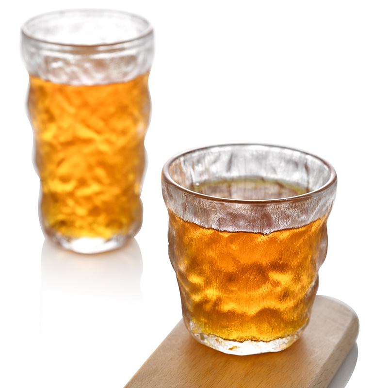 ins冰川纹玻璃杯新款潮高颜值水杯啤酒杯酒杯咖啡杯果汁饮料杯
