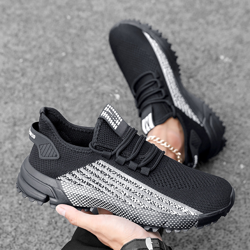 Große Größen Herrenschuhe Neue Marathon-Langstreckenlaufschuhe, atmungsaktive und leichte Laufschuhe Herren Flywoven Mesh Joggingschuhe_voghion.com