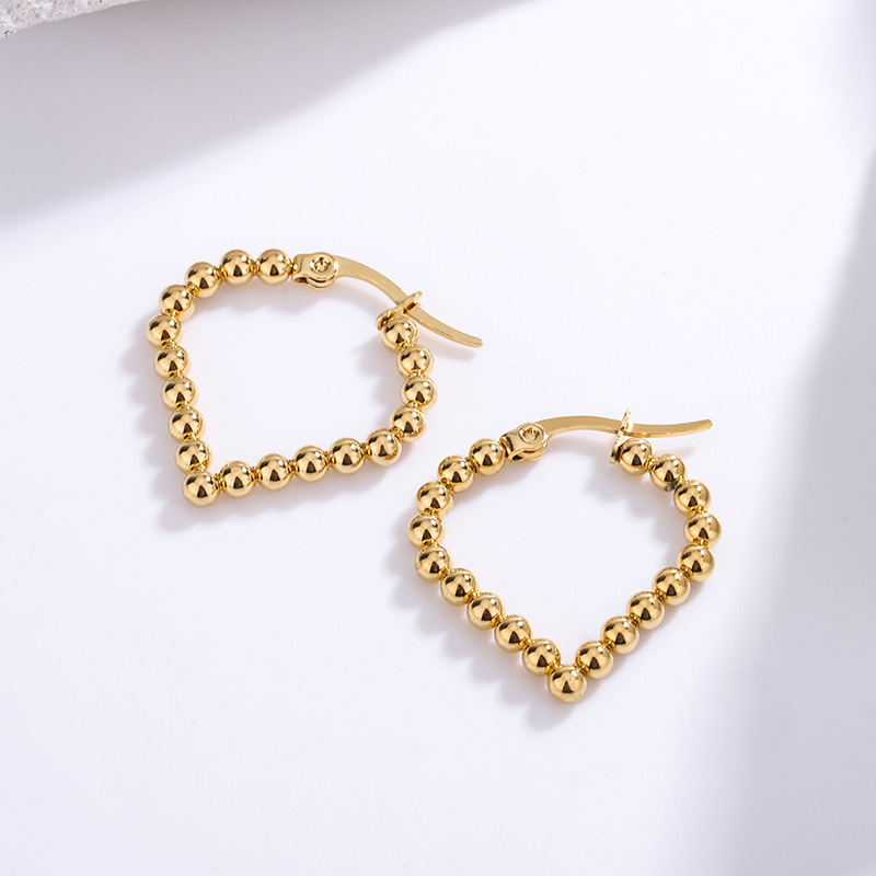 1 Pair Vintage Style U Shape Geometric Heart Shape Plating Titanium Steel Hoop Earrings display picture 4