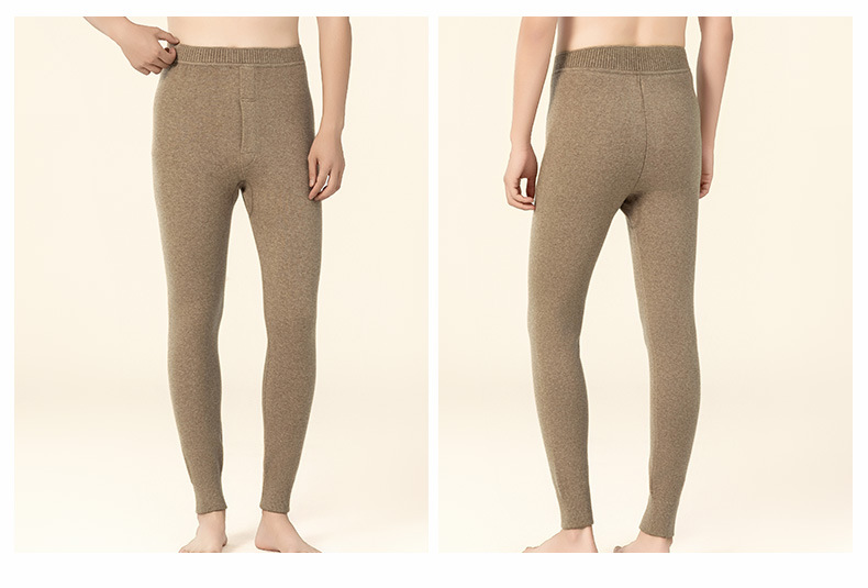 Quần legging cashmere nam nữ cao cấp lưng cao giữ ấm dệt kim — Màu xám đậm của nam giới chi tiết 10