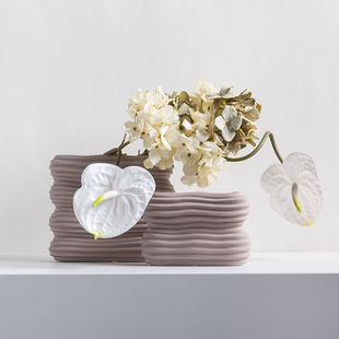 Casual Horizontal Striped Ceramic Vase, High-End Scandinavian Dried Flower Ornaments, Living Room Tv Cabinet, Home Decoration Flower Arrangement Device