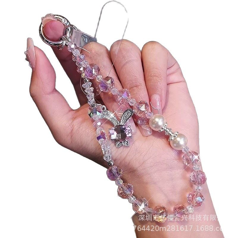 Nuevo cristal perla cordón de cristal con cuentas cadena de teléfono móvil colgante al por mayor sueño conejo colgante de diamantes de imitación comercio exterior transfronterizo