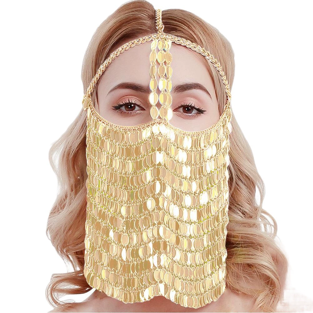 Амазонка Европа и США преувеличенные маски для вечеринки с блестками Цветные головные цепочки для волос Ночной клуб одежда шоу аксессуаров для тела