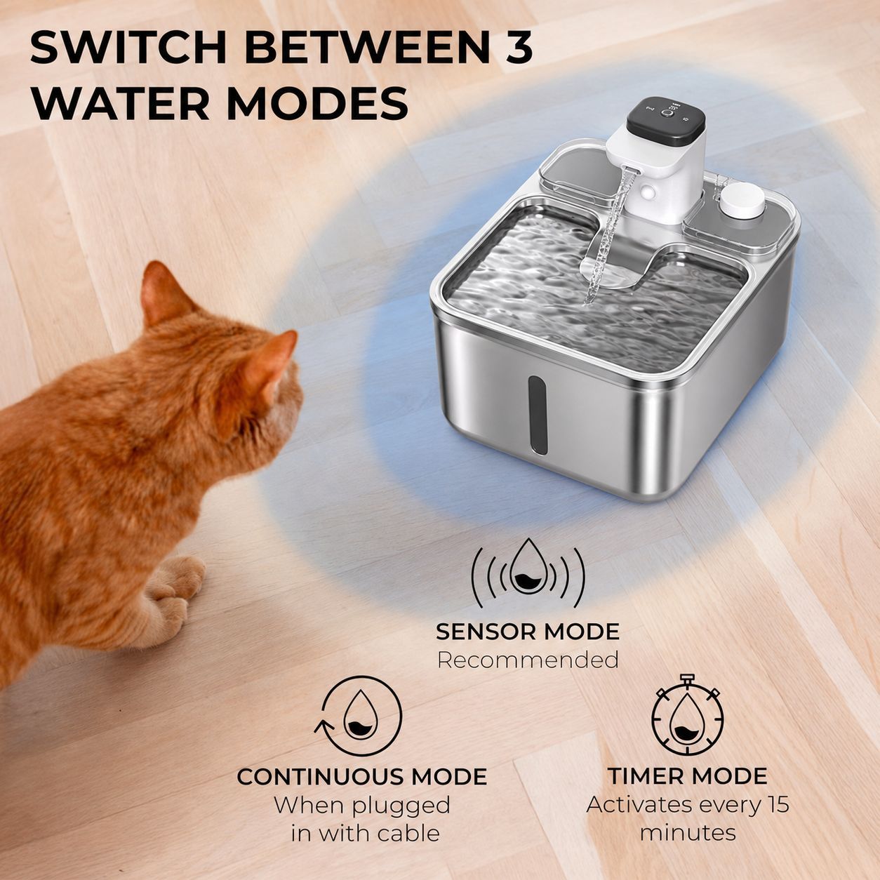 Fábrica de fuente de agua para gatos agua corriente no enchufable agua automática para gatos agua para gatos agua para beber image 5