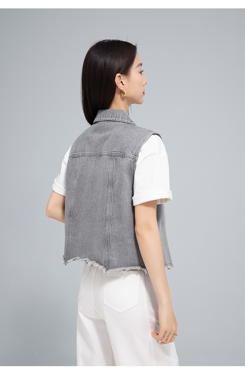 Áo vest denim không tay nữ phong cách Hồng Kông cổ điển — AC65335 chi tiết 18