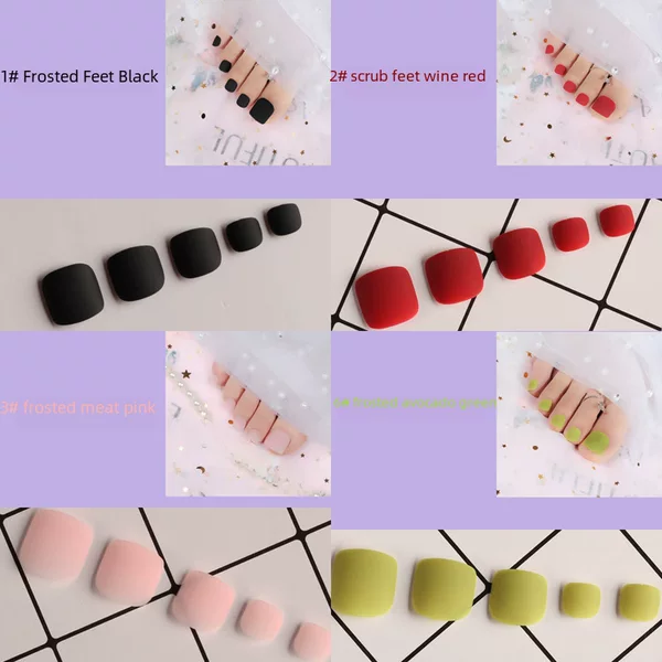 Manicure Frosted Toenails European and American Pure Color Frosted Toenails Wearable Toenails 28 Pieces Cross-Border E-Commerce Wholesale
