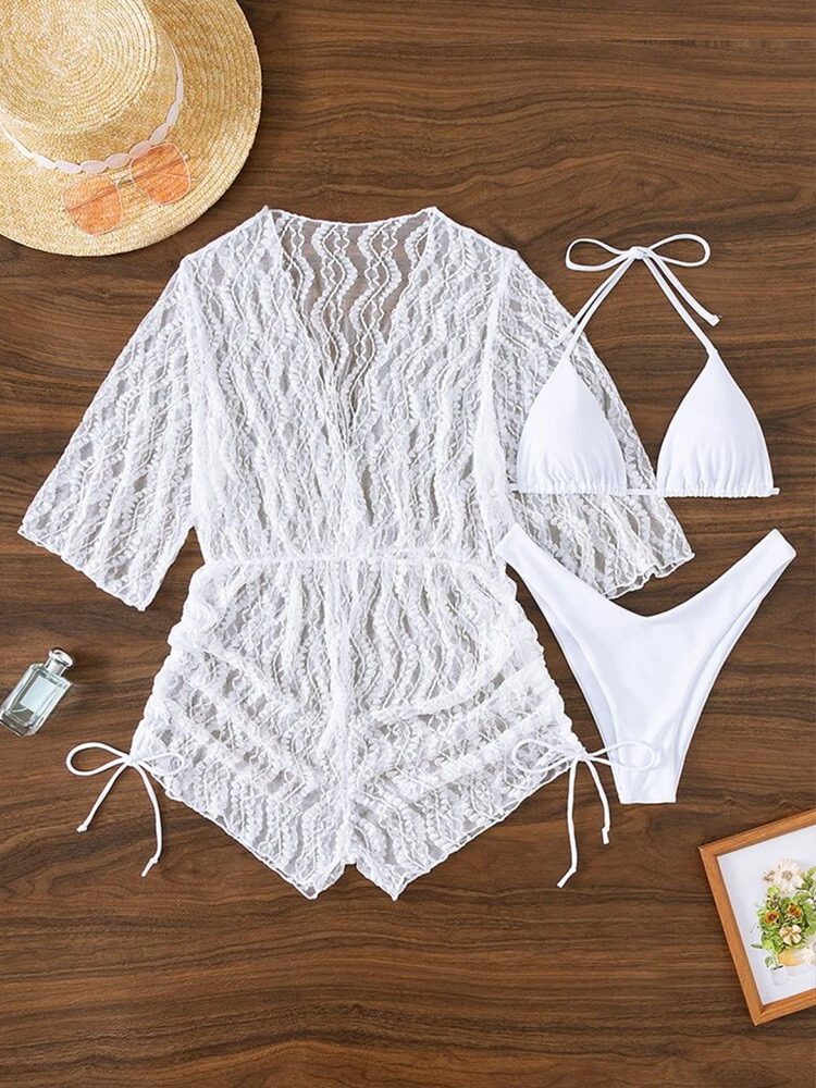 Womenu0027S Fashion Stripe Polyester Cover Ups 3 Piece Set