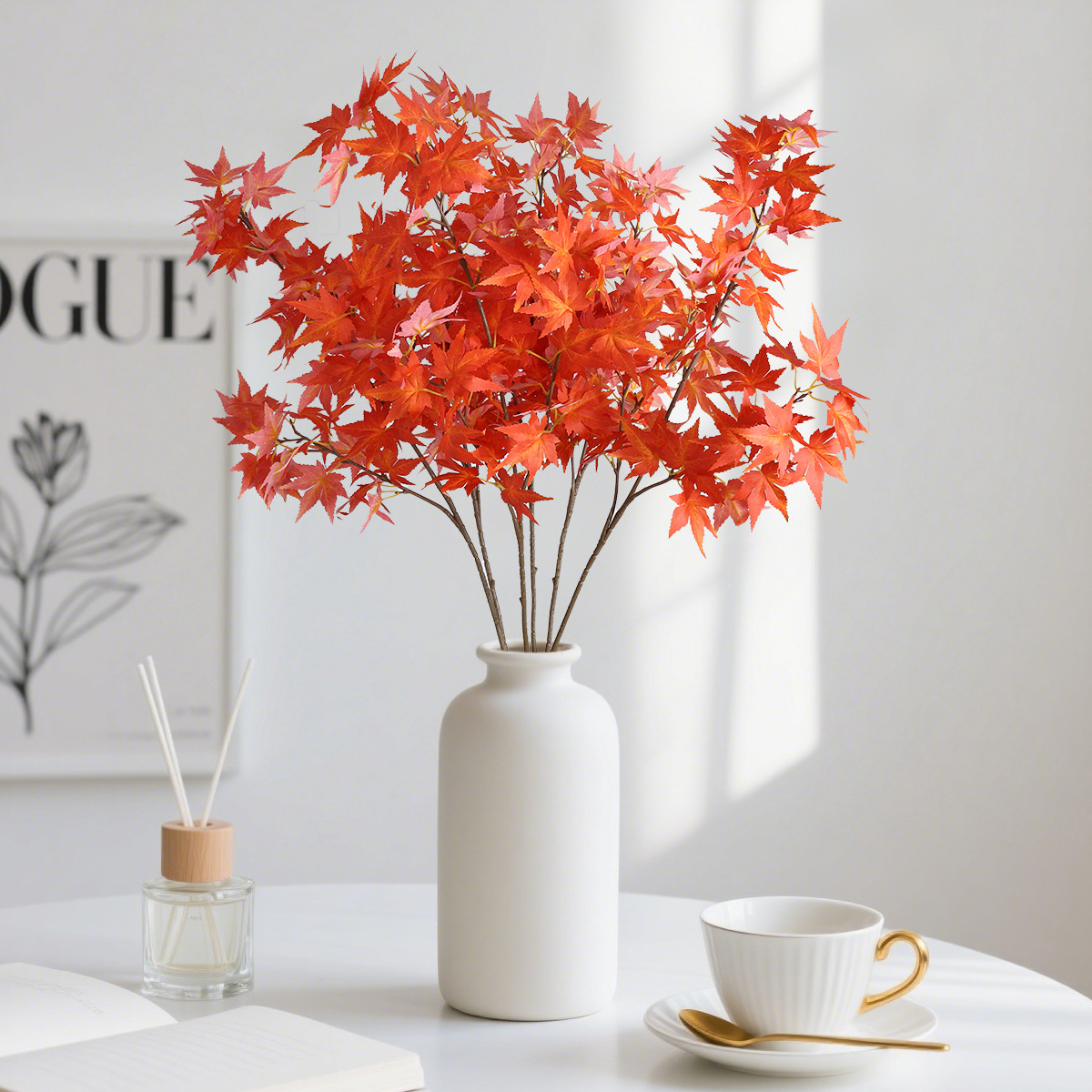 Halloween colgante de otoño imitación de hojas de arce Amazon Decoración de Acción de Gracias colgante de pared imitación de hojas de arce Halloween caña