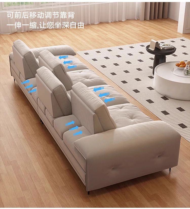 Sailboat Dual-Purpose Cat Scratching Cloth Sofa Bed Extra Large Sitting Depth Cream Style Living Room Adjustable Backrest Straight Row Fabric Sofa