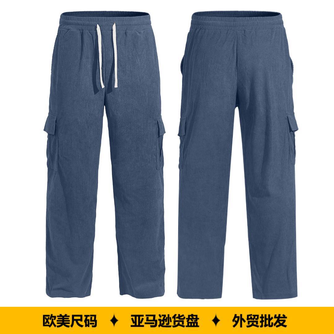 Cross-Border Spring and Autumn Casual Pants for Men, American Retro Loose Work Pants, Straight Loose Sports Long Pants for Men Wholesale