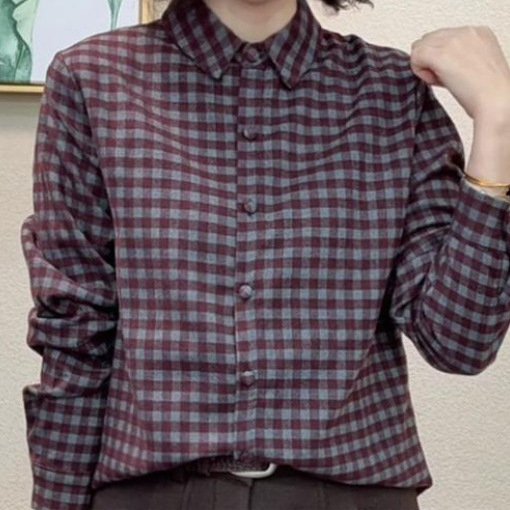 Dropshipping Winter New Style Long-Sleeve Classic Shirt Collar Plaid Versatile Fashion Top T-Shirt Dropshipping Winter New Style Long-Sleeve Classic Shirt Collar Plaid Versatile Fashion Top T-Shirt