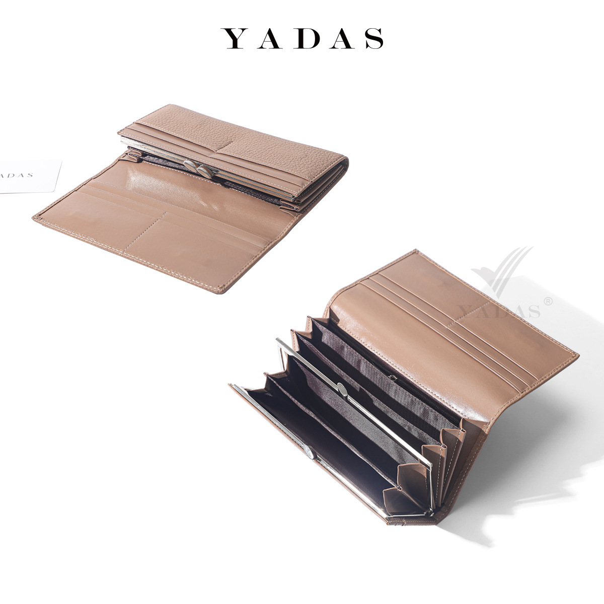 YADAS al por mayor transfronterizo estampado de lichi de moda de color sólido nuevo estilo largo de mujer con bisagras internas de alta calidad bolso de mano