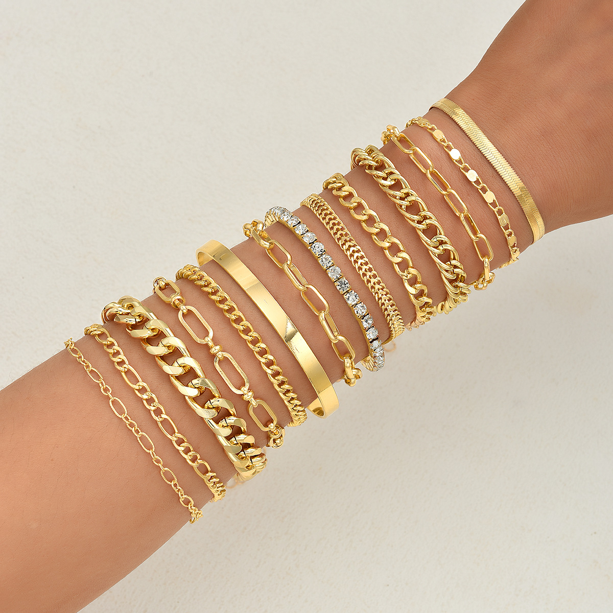 European and American Cross-Border Bracelets, Retro Wide Bracelets, Simple Geometric Open Round Beads, Golden Glossy Bracelets, Bracelet Sets