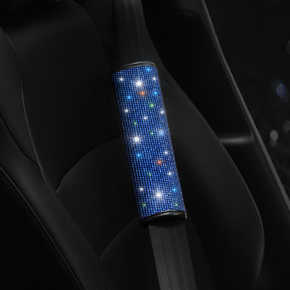 Diamante azul diamante accesorios del coche traje de la cubierta del engranaje del freno de mano hombro cubierta protectora cubierta del volante al por mayor